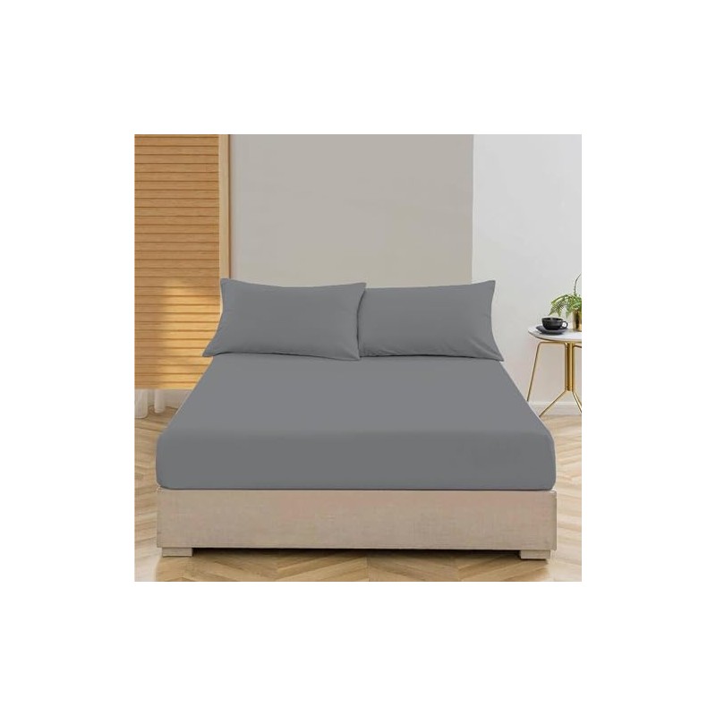 R&Z 100% Egyptian Cotton 200 Thread Count Fitted Sheets (Grey,