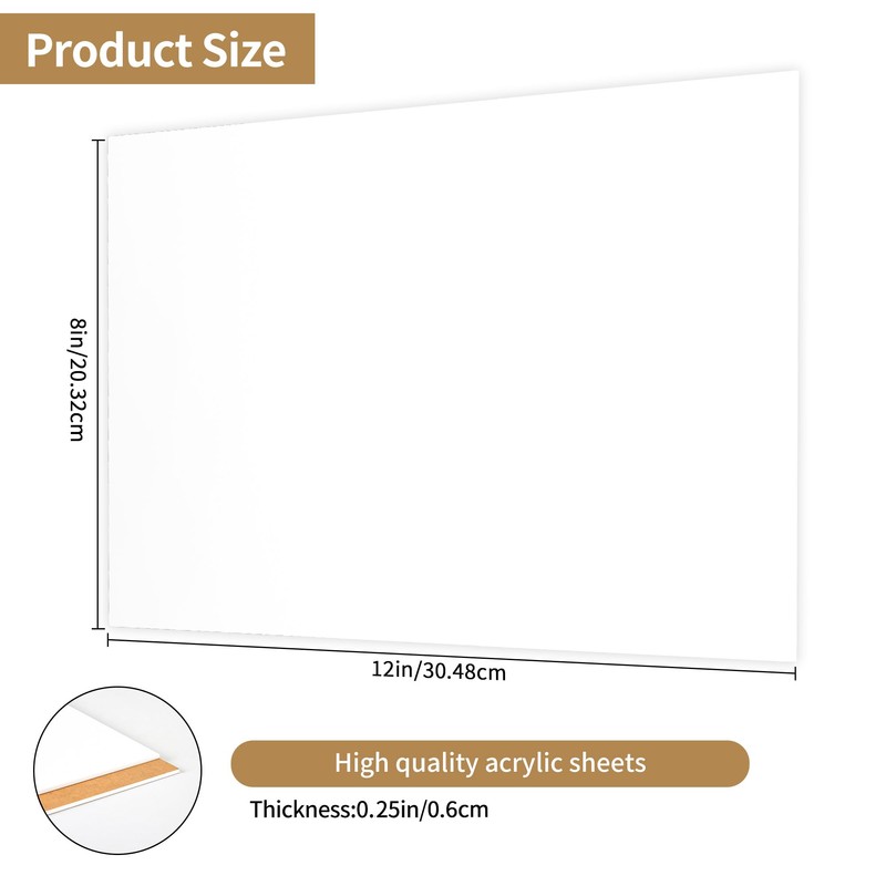Lesnlok Matte White Acrylic Sheets 1/4 inch Thick 6mm 1