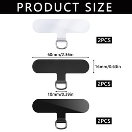6 Stück Handykette Universalpads, Handykette Halterung, Ultradünn Stärker, Haltbarer, Nicht Leicht zu Brechen Handykette Adapter Passt alle Handykette, TPU-Plättchen passend, Schwarz+Transparente