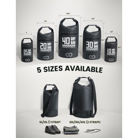 Lamicall Waterproof Dry Bag (5L/10L/20L/30L/40L), Waterproof Bag with Included Waterproof Phone Pouch, Adjustable Strap, Drybag for Boat Swimming Canoe Fishing Rafting Snowboarding - Black(20L)