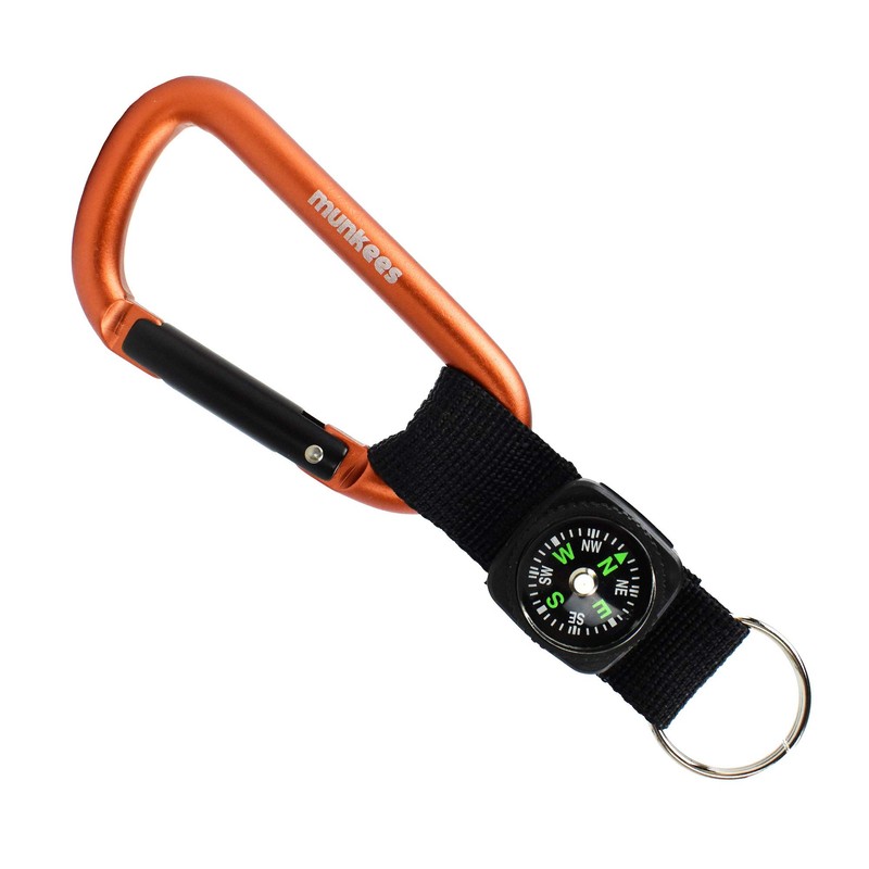 AceCamp Munkees 8mm Carabiner with Compass Strap, Small Pocket-Sized Waterproof