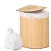 Giantex Corner Laundry Hamper with Lid, 58 L Bamboo Laundry