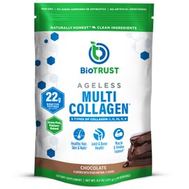 BioTrust Ageless Multi Collagen Peptides Powder – 5 Types (I, II, III, V, X) – Chocolate Collagen Powder for Women & Men – Hydrolyzed Protein – Grass Fed Beef, Fish, Chicken, Eggshell Membrane