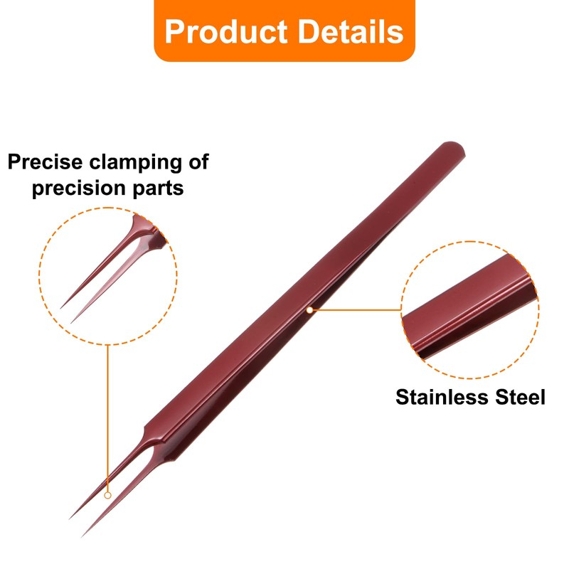 HARFINGTON Stainless Steel Precision Tweezers 6.3 Inch Long Handle Pointed