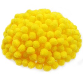 TOAOB 300 Pieces Pompoms 20 mm Small Yellow Pompom Fluffy Plush Set Balls Art Bobble for Funny DIY Creative Crafts