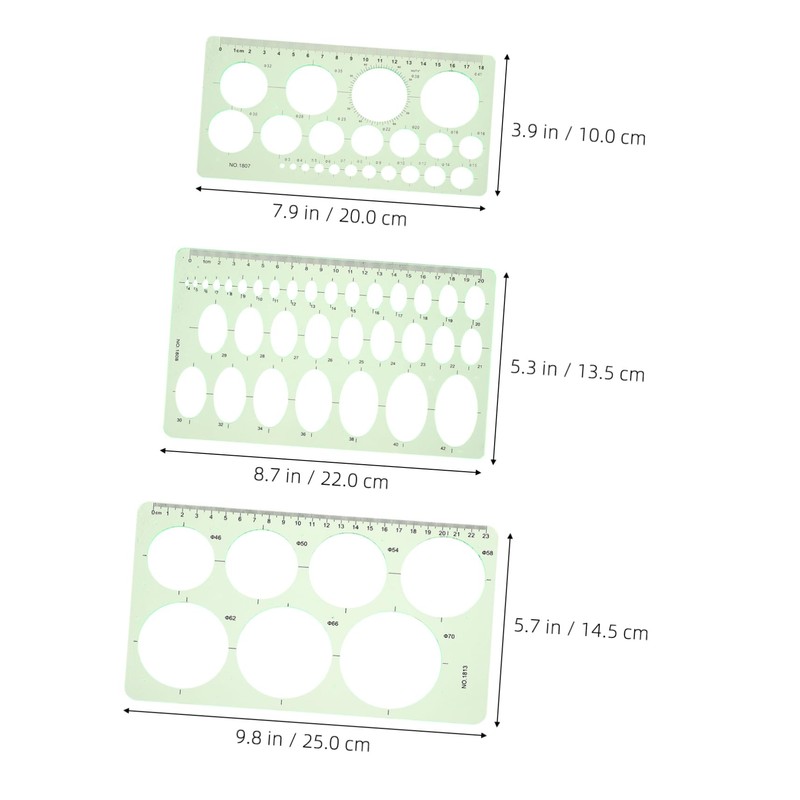 HOODANCOS 3pcs Ellipse Template Circle Stencils Engineering Rulers Students Drawing
