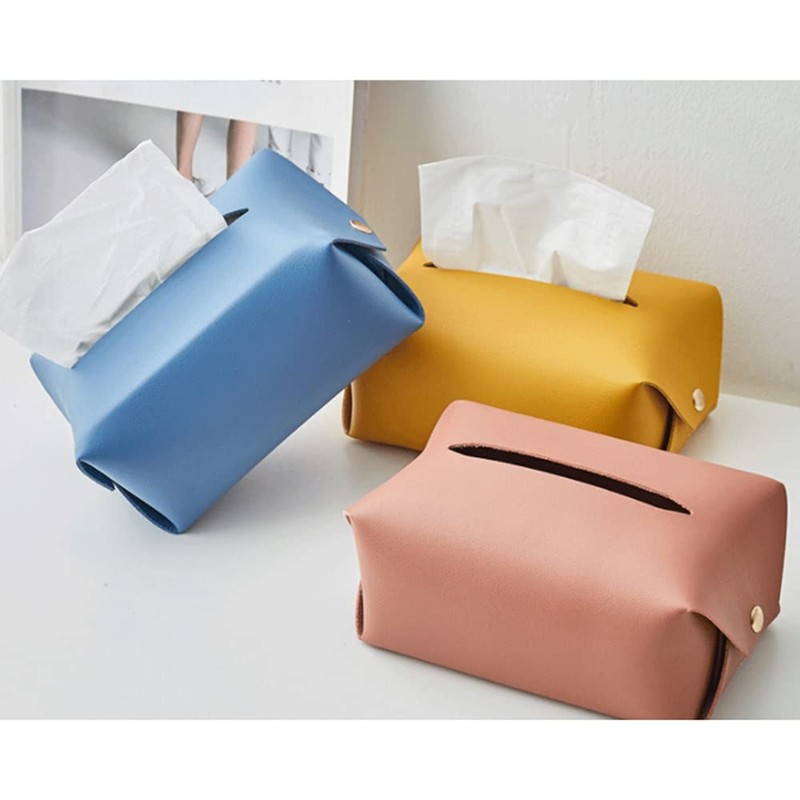 Green Leather Tissue Box Holder Rectangular Tissue Box Cover Dispenser