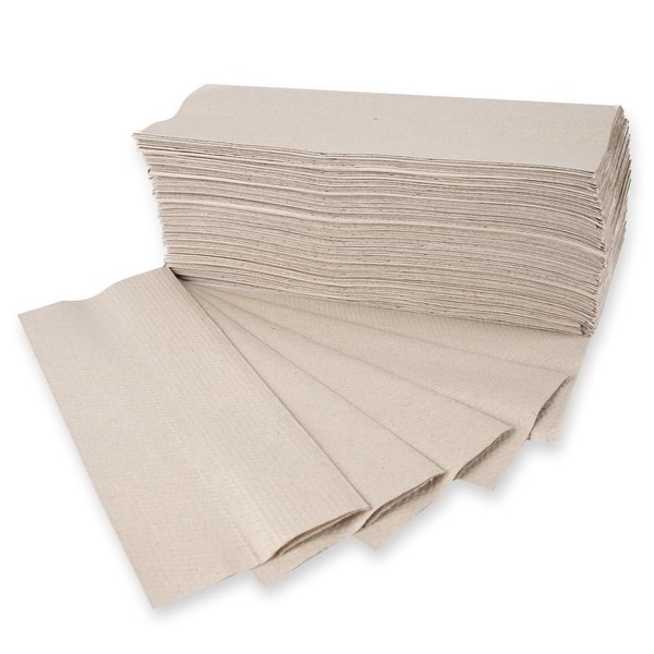 Hygoclean Paper Hand Towels, 1-Ply Recycled Paper, C-Fold Natural, Length: