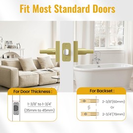 HOSOM Gold Door Handles Interior Privacy Door Levers with Lock for Bathroom and Bedroom Heavy Duty Modern Square Keyless Brushed Brass Door Knobs Interior, 1 Pack