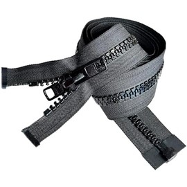 Bimini Top #10 Black Marine Double Pull Lenzip Zipper - Reversible Molded with 2 Heads Separating - Choose Your Size - 1 Zipper Per Pack - Made in The United States (Black - 50" Inches)