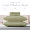 Carressa Linen Luxury Egyptian Cotton Queen Stripe Sheet Set -