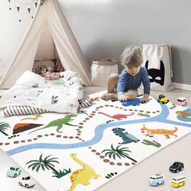Abeigoi Dinosaur Rug 3x5Ft Animal Kids Play Rug Soft Dino Bedroom Carpet for Boys Girls Playtime Rug Mat Nonslip Area Rug Children Playroom Rug Washable Nursery Rug Dinosaur Decor