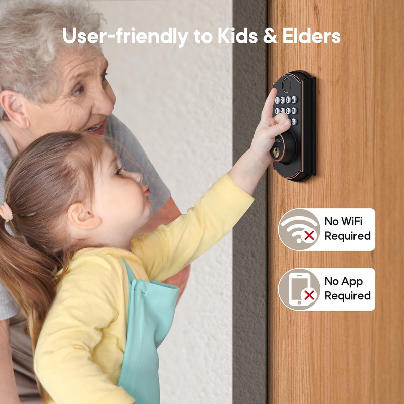 ELAMOR Fingerprint Door Lock, Keyless Entry Door Lock with Automatic