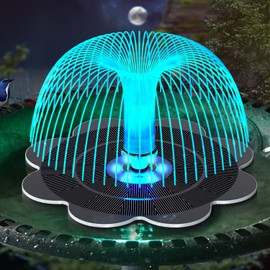 GAIZERL Solar Fountain, Upgrade Lucky Flower 3.5W Solar Bird Bath Water Fountain with Lights, and 2000mAh Battery, Solar Powered Hummingbird Fountain Pump with 7 Nozzles, 4 Fixed Pipes for Garden