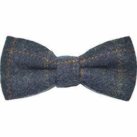 King & Priory Heritage Check - Pajarita de lazo azul marino, tweed, pajarita de campo, Azul marino, Talla única