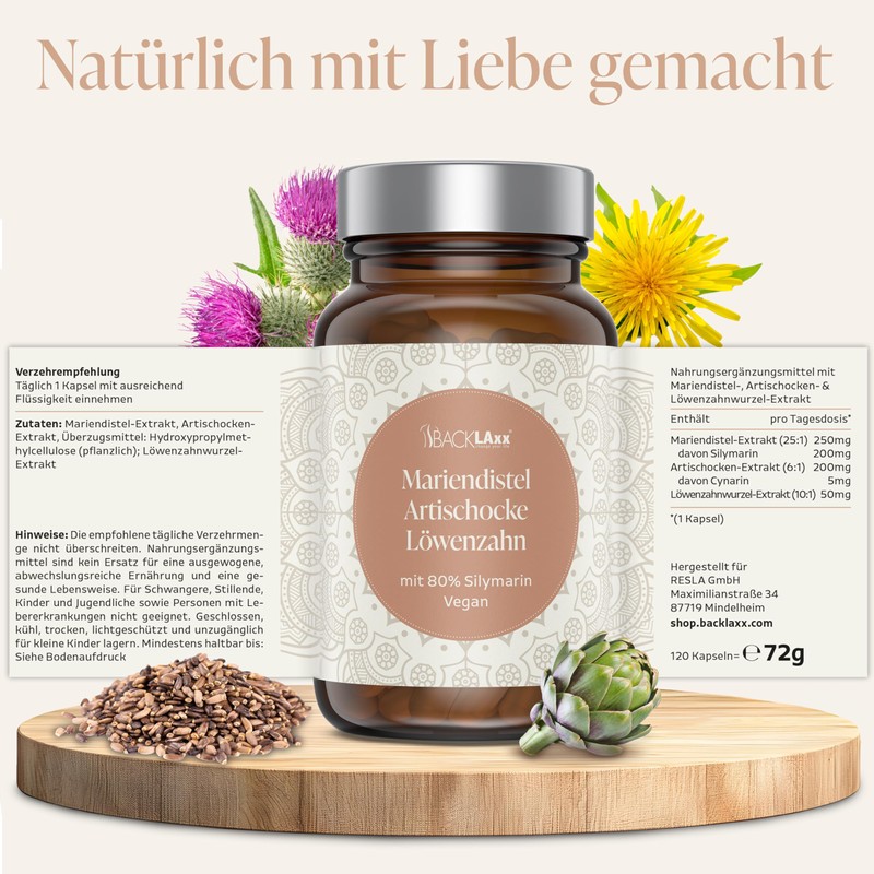 BACKLAXX® Milk Thistle Complex - 120 Vegan Capsules with Artichoke