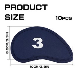 UPIQNG 10pcs Golf Club Head Covers Set Neoprene Golf Iron Club Covers Protect Headcovers Numbers Printed Golf Club Cue Head Covers,Dark Blue
