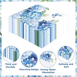 100Pcs Hydrangea Paper Napkins 3-Ply Watercolor Blue Floral Butterfly Large Dinner Size Disposable Napkins Flower Decoupage Napkins for Wedding Bridal Shower Bathroom Kitchen Supplies 6.5'' x 6.5"