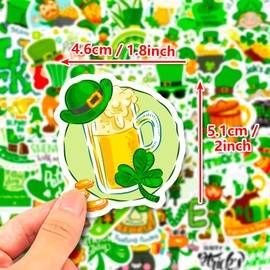 St Patricks Day Stickers, VARACL 50 Pieces St. Patrick's Day Holiday Stickers Decals for Kids, Waterproof Irish Shamrock Sticker for Water Bottles, Laptop, Guitar Decor, St Patricks Day Decorations