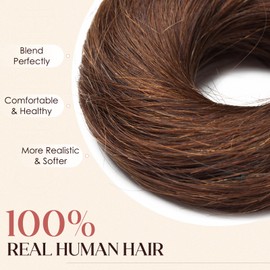 Hairro Hair Bun 100% Real Human Hair Extensions Messy Hair Piece Natural Updo Fake Scrunchie Donut Hairpiece for Women Daily Use, Medium Brown