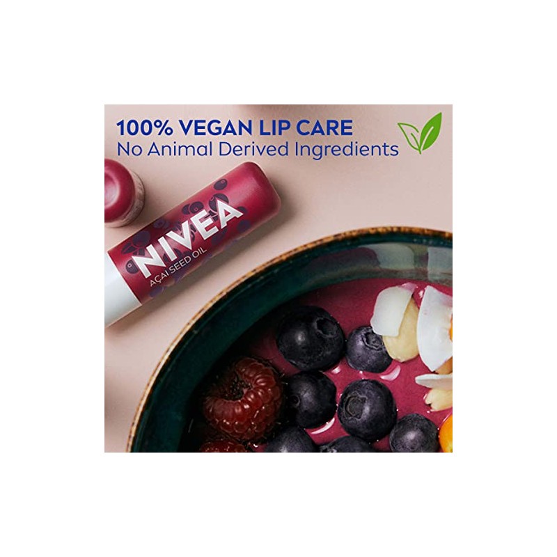 NIVEA Bálsamo labial vegano con aceite de semillas de acai