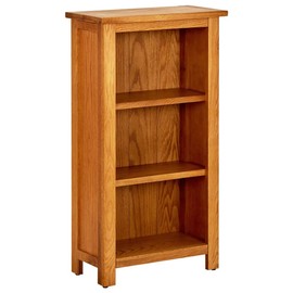 vidaXL Bookcase, Freestanding, 3-Shelf, Brown, Solid Oak Wood and MDF, Farmhouse-Style, Rustic Charm, 17.7"x8.9"x32.3"