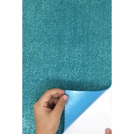 Allgala 12 Pack Glitter EVA Foam Paper 8 x 12inch Sheets-Turquoise Color Self-Adhesive - Perfect for Kids Art Craft Projects and Classrooms or Cosplay DIY Cutters Card Party Decoration