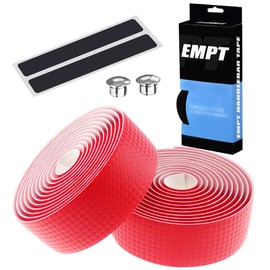 EMPT ES-JHT020 Handlebar Tape for Carbon Road Bikes, Cushion EVA Carbon-Processed Bar Tape, Road Pista Drop Handlebar Tape, *End Caps and End Tapes Included (Carbon Red (Red))