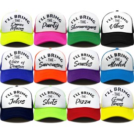 Funky Junque Trucker Hat - 12 Pk - IBT (Moves,Party,Shenan,Vibes,Reason,Sarcasm,Snacks,Alcohol,Jokes,Shots,Pizza,Good Times)