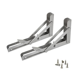 HYWJ Shelf Bracket, L-Shaped, Folding, Shelf Support, Stainless Steel, Steel Bracket, Load Capacity: 110.2 lbs (50 kg), Wall Hanging, Hanging Shelf Brackets, Room Kitchen DIY Storage, Set of 2