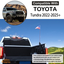 Aunginsy Truck Bed Flag Pole Mount Kit Compatible with Toyota Tundra 2022-2025 Pickup Tail Box Road Bed Rail Flagpole Holder Mounting System Trunk Bed Rail Side Mount Flag Bracket Base Accessories