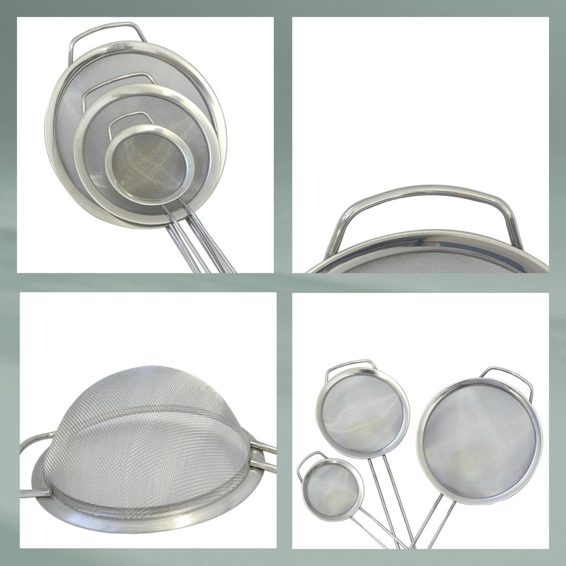 Kela 11074 Küchensieb-Set, 3-teilig, 8/14/20 cm Durchmesser, Edelstahl, Profi