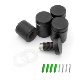 SRJQXH Pack of 4 Screw Glass Standoff Holder, 19 x 26 mm Glass Spacer, Black Stainless Steel Advertising Screw Nail, Suitable for Glass Pane, Sign Board, Sign