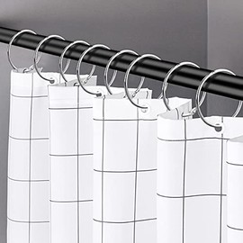 Paquete de 24 anillos de cortina de ducha, ganchos decorativos inoxidables para cortina de ducha, ganchos redondos de metal para barra de ducha de baño (acero inoxidable)
