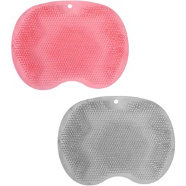 2Pcs Wall-Mounted Shower Foot Scrubber for Men and Women - Exfoliating Bath Wash Pad with Suction Cups, Calluses and Dead Skin, Back Washer and Massage Cushion Brush