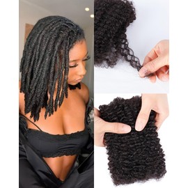 Afro Kinkys Bulk Human Hair Curly Braiding Hair,Hair Extensions 100% Soft Real Human Hair Bulk For Twist Braids,Loc Extensions,10 Inches Natural Black 1 Pack,30gram/Pack