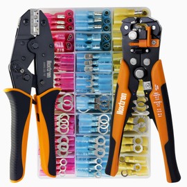 Noxtren Crimping Tool For Heat Shrink Connectors, 310PCS AWG 22-10 Waterproof Automotive Marine Grade Heat Shrink Wire Connectors and Wire Stripper