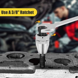 Stud Extractor, Damaged Bolt and Stud Extractor Tool, 3/8" Drive Broken Stud Remover Tool, Fit 1/4" to 1/2" Rounded Studs for Broken, Rounded Off, Painted Over, and Rusted Tight Bolts