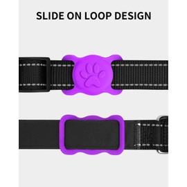 Dynmeow Dog Cat Collar Holder Compatible with Airtag, Anti-Lost Silcione Holder for 3/4-1" inch Wide Collar, Purple, M(1 Pack)