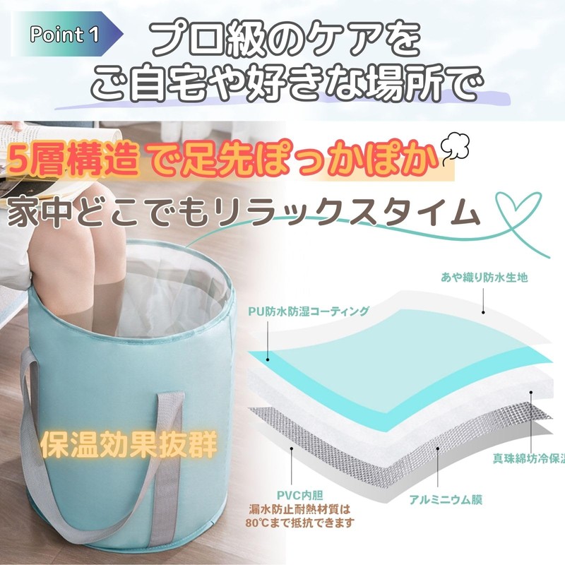 EMIRAIZE Folding Bucket, Foot Bath, Folding Bucket, Thermal Tub, Compact,