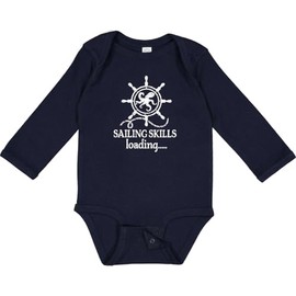 inktastic Sailing Skills Loading Maritime Boating Long Sleeve Creeper 12 Months Navy 45714