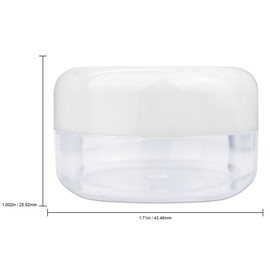 Beauticom 15 gram/15ml Empty Clear Small Round Travel Container Jars with Lids for Make Up Powders, Eyeshadow Pigments, Lotions, Creams, Lip Balm, Lip Gloss, Samples (6 Pieces, White Lid)