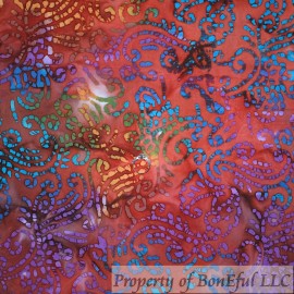 Signature BonEFul FQ Cotton Quilt Orange Rainbow Blue Red Fire Swirl Texture Blender Print