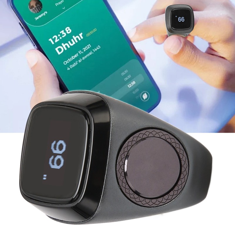Smart BT Ring Counter 0.49in Screen Portable 5 Prayer Time