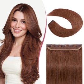 SEGOHAIR Clip In Hair Extensions for women One Piece 5 Clips Real Human Remy Hair Extension Long Straight Hairpieces for women 22 Inches #33 Dark Auburn