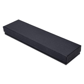 TheDisplayGuys - 25-Pack #82 Cardboard Linen Paper Jewelry Gift Boxes w. Cotton Padding - Black (8.0" x 2.0" x 1.0")