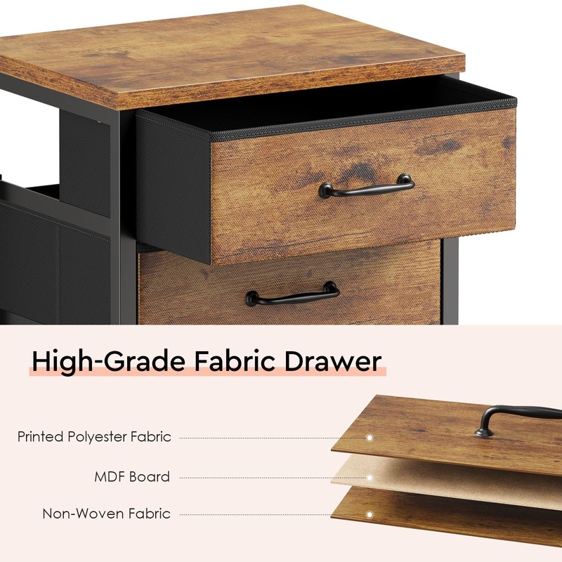 Maihail 3 Drawer Mobile File Cabinet with Wheels Fabric Vertical