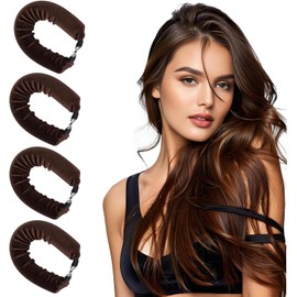 Rizadores Sin Calor para Pelo Nocturnos - Set de 4 Piezas Marrón para Todo Tipo de Cabello, Rulos para Dormir Cómodamente, Herramientas de Peinado sin Daño, Rizador Nocturno sin Calor