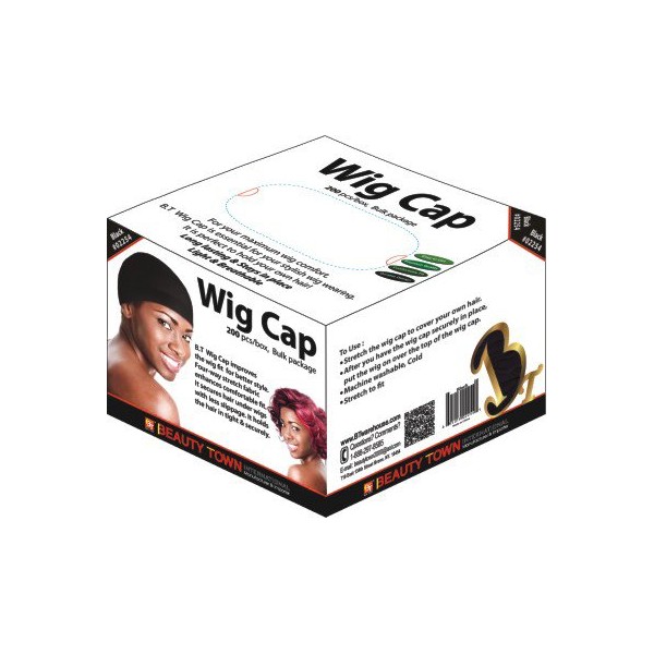 Beauty Town Wig Cap 200 Pieces Bulk Box (Black)