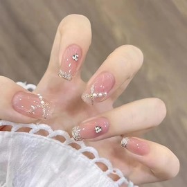 [ALLEVG] Nail Tips, 24 Pieces, Medium 3D, Autumn and Winter, Popular Japanese Style, Cute, Simple, Stylish, Coming of Age Ceremonies, School Entrance Ceremonies, Graduation Ceremonies, Weddings,
